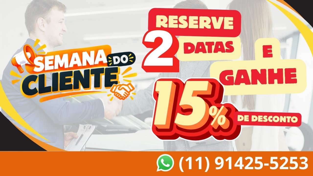 Semana do Cliente Aluguel de Sala SP: reserve 2 datas e ganhe 15% de desconto!